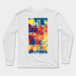 smoothly painted brick wall in blue yellow and red shades Long Sleeve T-Shirt